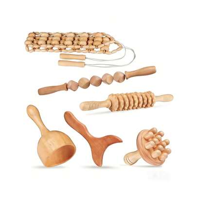1 Set/6 Piezas Kit de Herramientas de Masaje de Madera, Rodillo de Masaje Abdominal de Madera Profesional, Herramienta de Moldeado Corporal para Abdomen, Piernas, Brazos, Cuello, Masajeador Corporal Completo, Masajeador de Manos, Masajeador de Pies, Masajeador de Hombros, Masajeador de Cuello, Juego de Herramientas de Masaje, Masajeador Manual, Herramienta de Masaje, Adecuado para Toda la Familia, Herramientas de Masaje Corporal, Regalo de Programa, Conjunto de Relajación de Masaje, Regalo de Masaje Natural