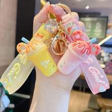 Cartoon Milk Tea Bear Quicksand Keychain| Individual Packaging| Perfect Gift For All Occasions - 紫色 - 查看 5