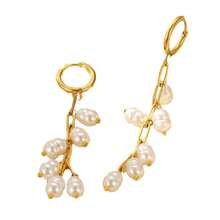 1 par de pendientes de aro con borlas de cuentas de uva y perlas falsas, accesorio de diseño para fiestas y eventos - Amarillo Oro - Ver 5