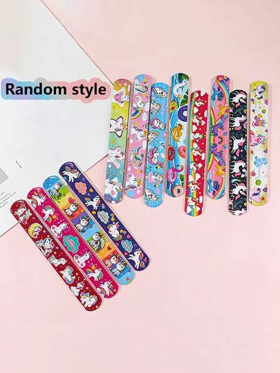 10个/包 卡通独角兽拍手环，礼品袋填充物，儿童派对小礼物，可爱腕带，生日礼物，独角兽主题派对用品，课堂奖品