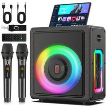 JYX Karaoke Machine With 2  Microphones, Portable Bluetooth 5.3 Karaoke Speaker With Upgraded Subwoofer For Adults, PA System With Echo Adjustment, Support TWS/TF Card/USB/AUX/Live - Black - View 2