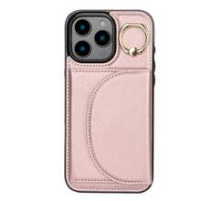 AWQUER PU Faux Leather Wallet Case Suitable For IPhone 17 Air 17E 16E 16 15 14 13 12 11 Pro X XS Max XR 8 7 Plus SE 5G 2022 2020 SE3 SE2 Kickstand Card Slots Mobile Phone Bag Cover With Finger Ring Holder - Rose Gold - View 24