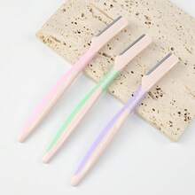 2-Tone Handle Eyebrow Trimmer, Straight Handle Safety Guard Eyebrow Razor, 1/3/10pcs Set - Multicolor - View 1