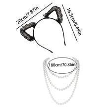 2pcs/Set Women's Decorative Accessories Set: Necklace, Lace Cat Ear Headband, Hollow Bunny Ear Hair Clip, Cute & Sexy, Suitable For Party, Banquet, Birthday Gift - Multicolor - View 4