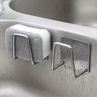 2/1 Unique Stainless Steel Sponge Rack - Easy To Stick, Strong Adhesive Self-Drying Rack, Kitchen Sink Drainage Drying Rack, Cleaning Sponge Rack Hook, Kitchen And Bathroom Sponge Storage Rack - Durable, Rust-Proof, Christmas, Kitchen, Kitchen, Kitchen Storage, Pared, Mother's Day.