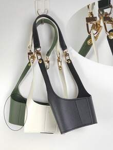 1pc Adjustable Cup Sleeve, Hook And Loop Design, Reusable, PU Leather Portable Bag, Insulated Beverage/Coffee Cup Holder - Multicolor - View 4