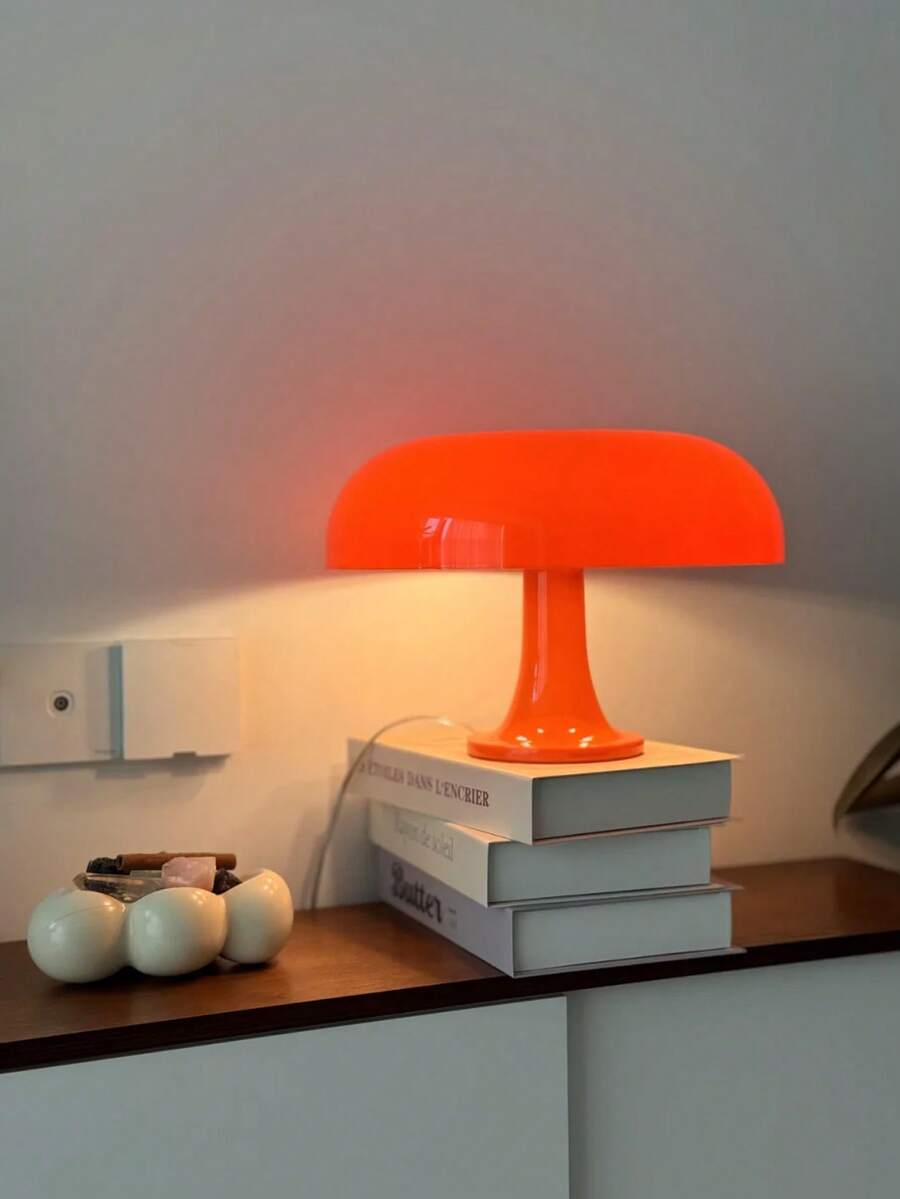 Đèn bàn LED hình nấm màu cam hiện đại, đèn ngủ USB bằng acrylic bóng loáng cho phòng ngủ và giường ngủ. - Một cỡ - Xem 1
