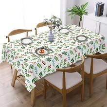 Square Floral Tablecloth With Red Berries & Green Foliage Print - White Fabric For Indoor Outdoor Dining, Weddings, Parties, Picnics - Easy-Clean Modern Rustic Table Cover (Fits Rectangular Tables), Table Cloth Cover, Elegant Tablecloth, Tablecloth Rectangle, Ruffle Table Cloth, Table Cloth Washable, Home Dining Decor, Machinemade Quality, Wedding Organizers, Home Decorators - Multicolor - View 7