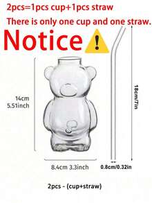 1pc Cartoon Bear Glass Coffee Cup, Fun Birthday Gift, Creative & Cute, Suitable For Girls - Multicolor - View 13