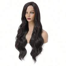 28 Inch Synthetic Side Part Wavy Long Black Wig, Suitable For Daily, Party, Halloween, Masquerade Ball, Natural Looking And Heat Resistant - Black - View 7