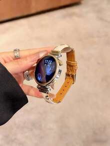 The Diamond-Encrusted Camellia Leather Strap Is Suitable For Galaxy Watch 7/6/5/4 (40mm, 44mm, 47mm, 46mm, 41mm), Galaxy Watch 5 Pro (45mm), Galaxy Active 2, Galaxy The Watch 3 (18/20/22mm), And Compatible With HW Watch 5/4/3/2/1 And GT5/4/3/2, As Well As HW Watch Fit3/Fit4 And HW Band 8/9/10 NFC - Gold - View 5