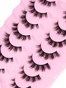 7对凌乱自然猫眼假睫毛，打造猫眼妆效，纤长纤细，柔软自然，条状假睫毛 - 黑色 - 查看 3