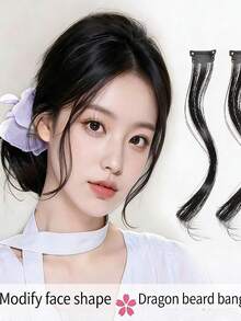 2pcs/Set 10-Inch Women Bangs Hair Extensions - Thin & Invisible Side Bangs, Natural Look, Clip-In Design, Suitable For Daily Wear, Parties, Quick Styling, Valentine's Day Gift - Multicolor - View 2