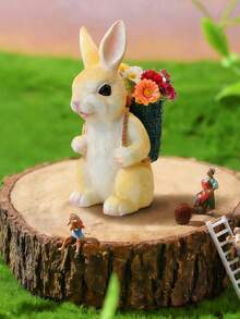 1pc Rabbit Shaped Planter Decor: 1 Resin Rabbit Planter With Basket, Suitable For Garden/Indoor Decor - Easter Spring Decor, Planter, Pool Decor, Wedding Decor, Home Decor, Party Decor, And Gift For Family And Friends - Multiple Styles - View 7