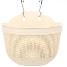 壁挂式花盆 - 藤编风格悬挂花盆，塑料编织半圆形树脂壁挂篮，适合室内外植物 - 多色 - 查看 14