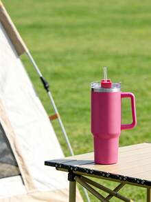 40盎司真空保温杯，吸管手柄杯，多用途可重复使用冷饮杯，适用于家庭、办公室、汽车 - 彩色 - 查看 5