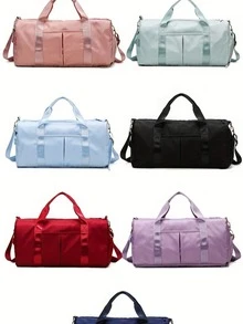 Large Capacity Waterproof Gym Bag For Women Men With Shoes Compartment Wet Pocket Travel Duffel Bag - Baby Blue - View 6