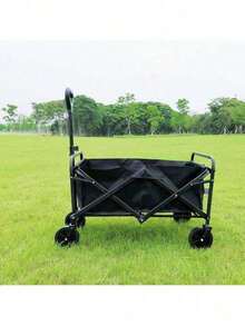 Carros de Almacenamiento Carro de jardín Plegable Carro de Servicio Pesado Carro de Compras multifunción para Acampar al Aire Libre Playa Supermercado con 4 Ruedas - Negro - Ver 4