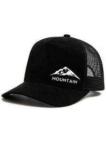 1pc Solid Mountain Print Baseball Cap, Polyester Trucker Hat, Versatile Daily Wear, Suitable Gift For Family, Friends, Boyfriend/Girlfriend, Christmas, Mother's Day, Father's Day, Teacher's Day, Birthday - Multicolor - View 4