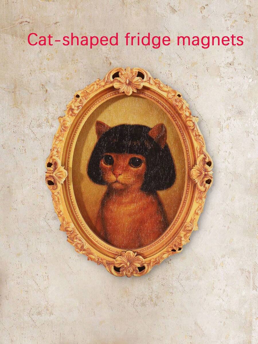 1pc Wooden Photo Frame Fridge Magnet - Vintage Oval Refrigerator Decor Magnet, Home Decor! - Multicolor - View 1