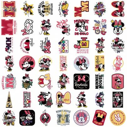 Disney 50 Mins Stickers, Party Favors, Cartoon Stickers, Pink Stickers, Waterproof Stickers, Suitable For Books, Diaries, Phone Cases, Laptops, Tablets, Water Bottles, Ideal For Holidays, Birthdays, Rewards, Gift Decorations