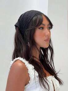 AuraLois 1pc Original Embroidered Flower Patterned Headwrap With Rolled Edge For Women, Perfect For Daily Wear And Travel Hair Band Turban Headband Sweatband, School Stuff, College, Headbands Fall Winter Hair Accessories For Women For Vacation Outfits Woman Elegant Scarf Women Bandana Soft Headwrap Coquette Vintage Embroidered Eyelet Headscarf, Dainty White Floral Turban Headwrap, Soft Cotton Blend Hair Band,   Viral Cottagecore Aesthetic Hair Accessory, Perfect St. Patrick's Day, Easter & Mother's Day Gift, Ideal For Vacation, Brunch, Back To School & Daily Wear For Women - màu đen - Xem 5