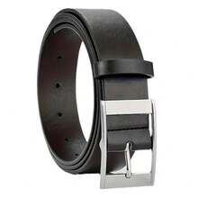 1pc Men's Fashionable Versatile Black Leather Belt - Black - View 1