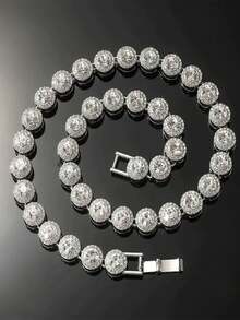 Hip Hop Iced Out Clustered Tennis Chain Choker Necklace For Men Geometric Round Heart Square Crystal Cuban Link Chain Jewelry - Men's Round Necklace - View 5