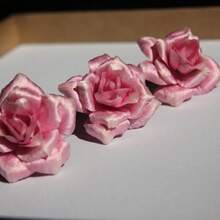 手工制作粉色玫瑰发饰，丝绒材质，中国制造，精美礼品 - 粉色 - 查看 4