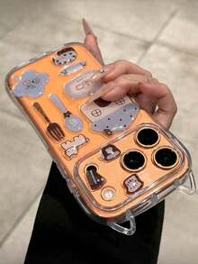 Cute And Fun Bear, Snowman, Tree Pattern Stickers, Compatible With IPhone 17 Pro Max, 17 Pro, 17, 16 Pro Max, 16 Pro, 16, 15 Pro Max, 15 Pro, 15, 14 Pro Max, 14 Pro, 13 Pro Max, 12 Pro, 12, 11. Creative Cat Ear Anti-Drop Transparent Protective Cover, Designed For Girls - Clear - View 2