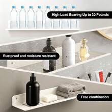 Euuztu Over Sink Shelf – Bathroom Sink Shelf Over Faucet, Wall Mounted Floating Organizer Bathroom & Kitchen (White, 16 Inch, 1 Piece) - 黑色 - 查看 4