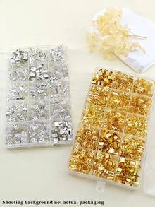 100pcs Bohemian Style Mini Braiding Beads, Vintage Hollow Alloy Hair Rings, Gold And Silver Hair Clips, Hair Accessories For Braids - Multicolor - View 4