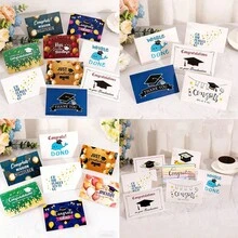 24 piezas/12 piezas/2 piezas Bolsas de regalo de papel para graduación, bolsas de decoración para fiesta de graduación, bolsas de regalo y tarjetas de felicitación para graduación - Color y estilo aleatorios - Ver 8