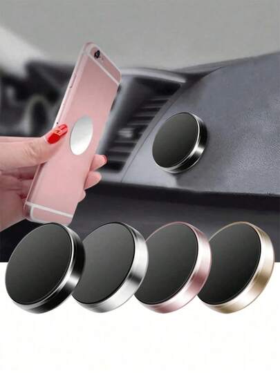 1/3个创意圆形迷你磁吸车载导航仪表盘出风口夹式支架合金随机颜色手机支架，多功能迷你磁性金属车载导航仪表盘出风口夹式支架合金金属磁吸家用手机支架，仪表盘支架兼容、安卓手机，生日礼物，送给家人、朋友的汽车配件，车载手机支架