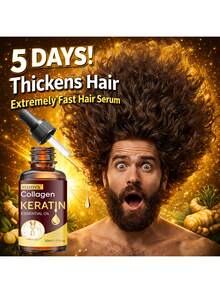 胶原蛋白角蛋白油，30毫升/1.01液盎司，防止脱发，增厚发丝，促进头发生长，修复分叉和毛躁，增强光泽，改善头皮健康。适用于受损、脆弱和干燥的头发，以及所有发质。 - 30毫升 - 查看 1