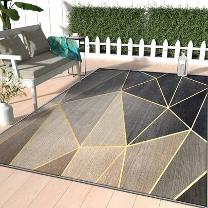 1pc Modern Light Luxury Style Gray-Brown Gold Foil Triangular Geometric Pattern Carpet.The Velvet Fabric Weighs About 850 Grams, And The Thickness Is About 0.6cm. The Carpet Is Wear-Resistant/Non-Slip/Easy To Clean.A Variety Of Sizes Are Available.Suitable For Kitchen/Living Room/Dining Room/Bedroom/Balcony/Bathroom/Study And Other Scenes.It Is The Perfect Choice For Home Decoration.