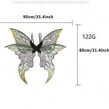 Butterfly Wing For Women, Double Layered Glitter Cutout Sheer Fairy Wings Halloween Cosplay Supplies - Black - View 2