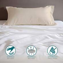 Ecommerc3 Pillowcase Pack Of 2, Cotton, 50x90 Cm, Flap Closure, Various Colors - Beige - View 3