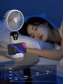 Mini Handheld Electric Fan, Electroplated Solid Color, Foldable With Hook Base, 5 Blades Strong Wind, 300mAh, Suitable For Travel, Beach, Vacation, Bedroom Decor And Bridesmaid Gift - Multicolor - View 8