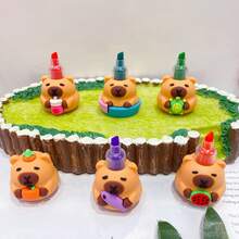 1pc 5-Color Cartoon Capybara Highlighter Pen, Student Graffiti Drawing Marker, Marking Pen, Halloween & Christmas Gift, Random Style - Multicolor - View 7