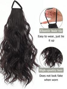 合成编织马尾辫，逼真发丝，自然蓬松，如云朵般柔软，高马尾配瀑布式发圈。 - 彩色 - 查看 4