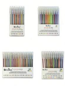 8/12/18/24pcs Colorful Glitter Watercolor Pens, Children's Colored Notebook Specialized Pearl Watercolor Pens, Fluorescent Highlighters, Student Glitter Paint Brushes, Back To School, Back To School Gift - Multicolor - View 8