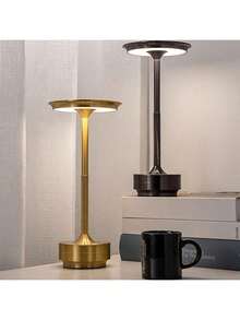 Modern Dimmable Touch Desk Lamp, 3 Color Temperatures, Metallic Texture, Portable Wireless Aluminum Night Light, Adjustable Lighting, Rechargeable Lithium Battery, Suitable For Home, Office, Bar Decoration - UFO Table Lamp - View 4