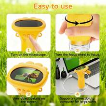 Digital Microscope 1000X Portable Pocket Children Microscope 1080P HD 5.08 Cm IPS Screen USB Microscope For Kids With 8LED Computer Microscope Electronic Biological Suitable For Kids Gifts, Suitable For Christmas Birthday - Orange - View 9