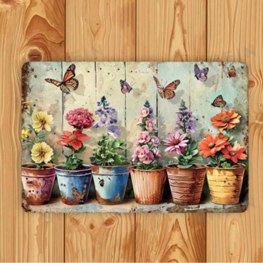 春日乡村花园木质复古墙饰，适用于家居、办公室和户外空间，随机孔洞设计 - 彩色 - 查看 1