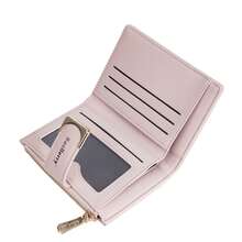 Baellerry Women's Mini Compact Wallet, Multi-Card Slots Zipper Coin Purse, Ultra-Thin Portable Card Case, Lightweight Design With Zipper Pocket - Pink - View 7