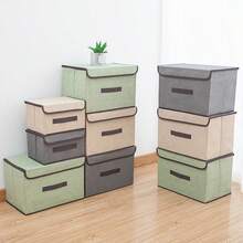 Caja de almacenamiento plegable de tamaño pequeño/grande con tapa, hecha de cartón/tela no tejida, adecuada para guardar ropa y juguetes. Caja de almacenamiento portátil y a prueba de polvo, útil para la organización del hogar. - Multicolor - Ver 3