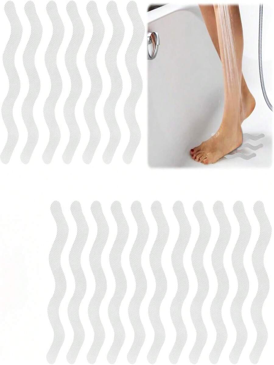 6/12/24pcs Transparent Anti-Slip Striped Stickers, Suitable For Bathtub Floor, Improve Safety, Easy To Apply And Remove, Prevent Slipping, Bathroom Decor, Bathroom Accessories, Anti-Slip Shower Mat Stickers, Home Bathroom Decor For Summer - Multicolor - View 1