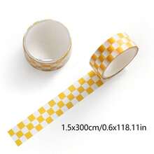 3米棋盘格和纸胶带，1.5厘米宽，包含6种新颖的棋盘格图案，DIY创意贴纸，适用于剪贴簿、文具、趣味贴纸，Kindle适用 - 棋盤格和紙膠帶 - 查看 7