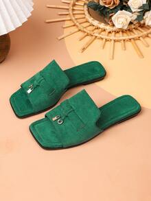 Women's Flat Sandals 2026 Spring/Summer New Versatile Soft Bottom Beach Sandals, Fashion Roman Sandals For Women, Plus Size 41-43 - Green - View 2